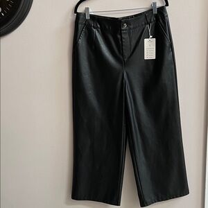 NWT Black Wide Leg Leather Pants